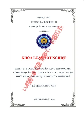 Định vị thương hiệu ngân hàng thương mại cổ phần quân đội chi nhánh huế trong nhận thức khách hàng tại tỉnh thừa thiên huế