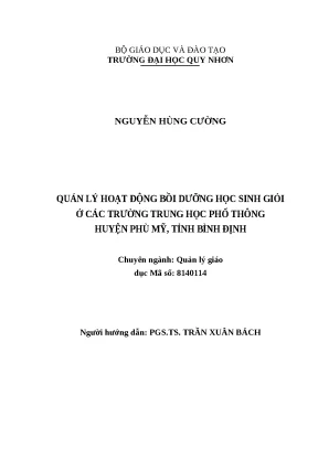 0486 quản lý hoạt động bồi dưỡng học sinh giỏi ở các trường trung học phổ thông huyện phù mỹ tỉnh bình định luận văn tốt nghiệp