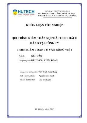 Khóa luận tốt nghiệp quy trình kiểm toán khoản mục doanh thu và nợ phải thu khách hàng trong kiểm toán báo cáo tài chính tại công ty tnhh kiểm toán tư vấn rồng việt