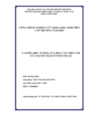 Ý nghĩa biểu tượng của hoa văn thổ cẩm của người chăm ở ninh thuận công trình nghiên cứu khoa học sinh viên cấp trường