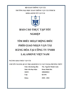 Tìm hiểu hoạt động điều phối giao nhận vận tải hàng hóa tại công ty tnhh lalamove việt nam