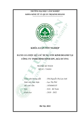 Đánh giá hiệu quả sử dụng vốn kinh doanh tại công ty tnhh bình minh epc hải dương