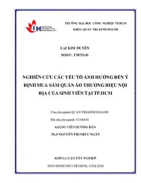 Nghiên cứu các yếu tố ảnh hưởng đến ý định mua sắm quần áo thương hiệu nội địa của sinh viên tại tp hồ chí minh