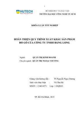 Khóa luận tốt nghiệp hutech hoàn thiện quy trình xuất khẩu sản phẩm đồ gỗ của công ty tnhh đăng long