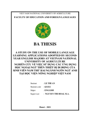 A study on the use of mobile language learning applications adopted by second year english majors at vietnam national university of agriculture