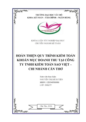 Khóa luận tốt nghiệp kế toán hoàn thiện quy trình kiểm toán khoản mục doanh thu tại công ty kiểm toán sao việt