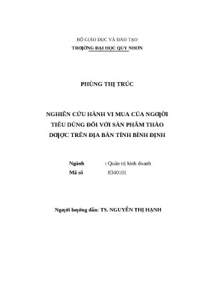 0931 nghiên cứu hành vi mua của người tiêu dùng đối với sản phẩm thảo dược trên địa bàn tỉnh bình định luận văn tốt nghiệp