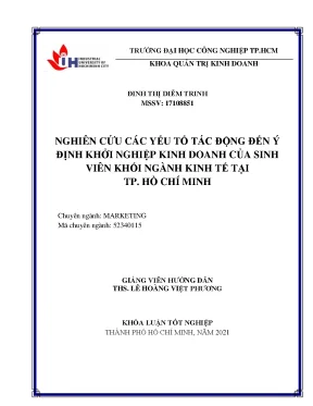 Các yếu tố tác động đến ý định khởi nghiệp kinh doanh của sinh viên khối ngành kinh tế tại thành phố hồ chí minh
