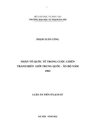 Luận án nhân tố quốc tế trong cuộc chiến tranh biên giới trung quốc ấn độ năm 1962