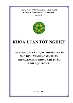 Nghiên cứu xây dựng phương pháp xác định vi khuẩn bacillus thuringiensis trong chế phẩm sinh học bio b