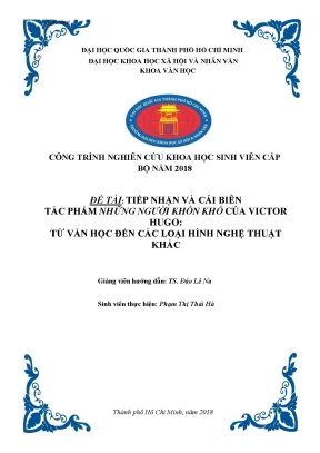 Tiếp nhận và cải biên tác phẩm những người khốn khổ của victor hugo từ văn học đến các loại hình nghệ thuật khác công trình nghiên cứu khoa học sinh viên giải ba cấp bộ