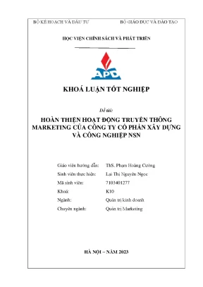 Chuyên ngành quản trị marketing hoàn thiện hoạt động truyền thông marketing của công ty cổ phần xây dựng và công nghiệp nsn