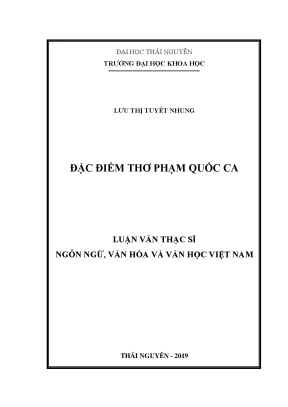 Đặc điểm thơ phạm quốc ca