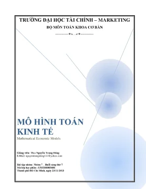 Mô hình toán kinh tế mathematical economic models