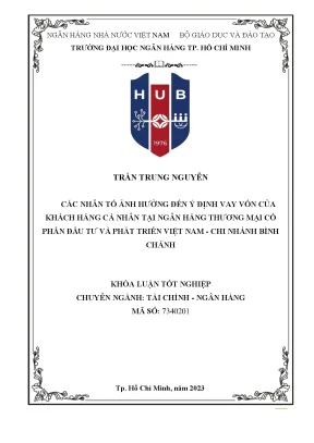 Các nhân tố ảnh hưởng đến ý định vay vốn của khách hàng cá nhân tại ngân hàng tmcp đầu tư và phát triển việt nam chi nhánh bình chánh