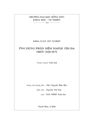 Ứng dụng phần mềm maple tìm đa thức nội suy