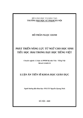 Luận án phát triển năng lực từ ngữ cho học sinh tiểu học jrai trong dạy học tiếng việt