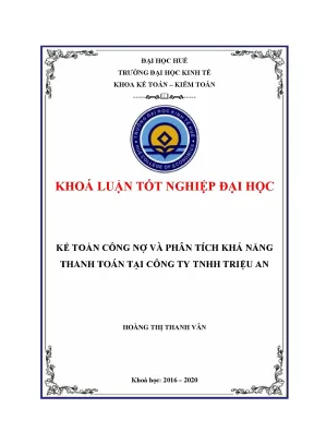Kế toán công nợ và phân tích khả năng thanh toán tại công ty tnhh triệu an