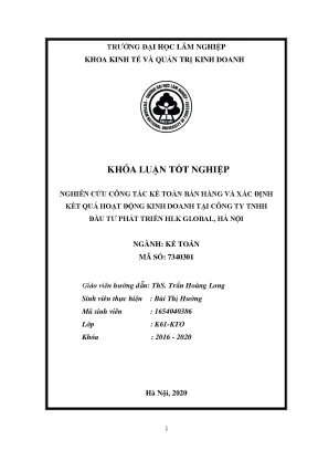 Nghiên cứu công tác kế toán bán hàng và xác định kết quả hoạt động kinh doanh tại công ty tnhh đầu tư phát triển hlk global hà nội