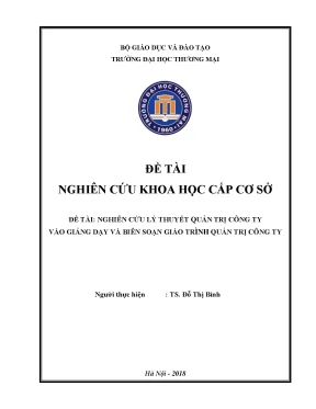 Nghiên cứu lý thuyết về quản trị công ty vào giảng dạy và biên soạn giáo trình quản trị công ty