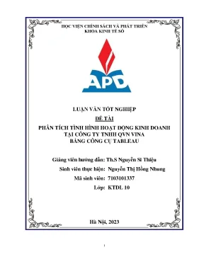 Khoá luận tốt nghiệp chuyên ngành kinh tế dữ liệu phân tích tình hình hoạt động kinh doanh của công ty tnhh qvn vina bằng công cụ tableau