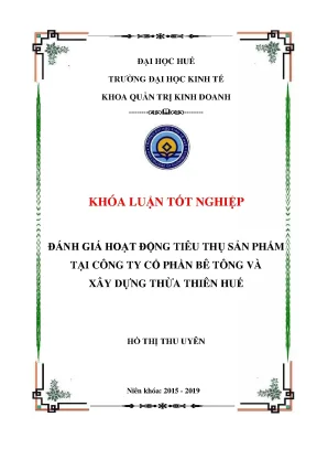 Đánh giá hoạt động tiêu thụ sản phẩm tại công ty cổ phần bê tông và xây dựng thừa thiên huế