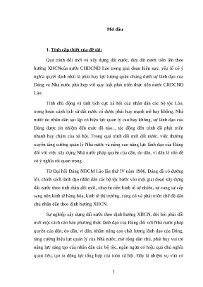 Luận văn đổi mới phương thức lãnh đạo của đảng đối với nhà nước ở nước cộng hòa dân chủ nhân dân lào hiện nay