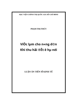 Luận văn thạc sĩ việc làm cho nông dân khi thu hồi đất ở hà nội