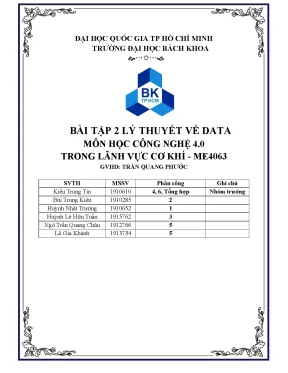 Bài tập 2 lý thuyết về data môn học công nghệ 4 0 trong lãnh vực cơ khí me4063