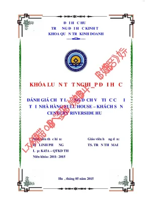 Đánh giá chất lượng dịch vụ tiệc cưới tại nhà hàng full house khách sạn century riverside huế
