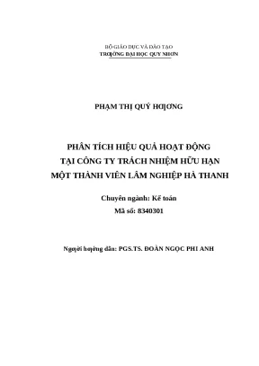 0645 phân tích hiệu quả hoạt động tại công ty trách nhiệm hữu hạn một thành viên lâm nghiệp hà thanh luận văn tốt nghiệp