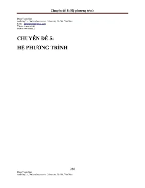 Chuyên đề hệ phương trình