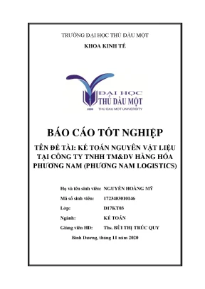 Kế toán nguyên vật liệu tại công ty tnhh tmdv hàng hóa phương nam phương nam logistics