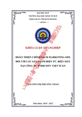Hoàn thiện chính sách marketing mix đối với các sản phẩm điện tử điện máy tại công ty tnhh mtv việt tuấn