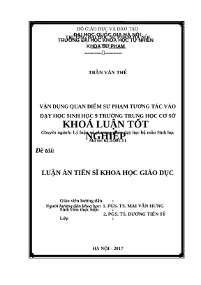 0060 vận dụng quan điểm sư phạm tương tác vào dạy học sinh học 9 trường trung học cơ sở luận văn tốt nghiệp