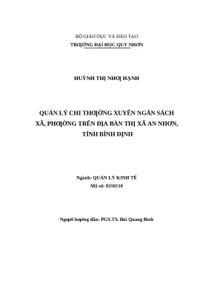 0548 quản lý chi thường xuyên ngân sách xã phường trên địa bàn thị xã an nhơn tỉnh bình định luận văn tốt nghiệp