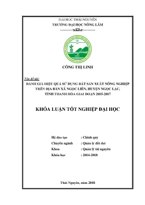 Khóa luận tốt nghiệp đánh giá hiệu quả sử dụng đất sản xuất nông nghiệp trên địa bàn xã ngọc liên huyện ngọc lặc tỉnh thanh hóa giai đoạn 2015 2018