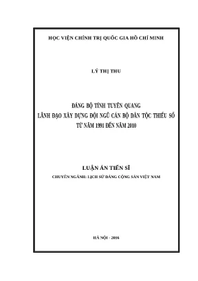 Luận án đảng bộ tỉnh tuyên quang lãnh đạo xây dựng đội ngũ cán bộ