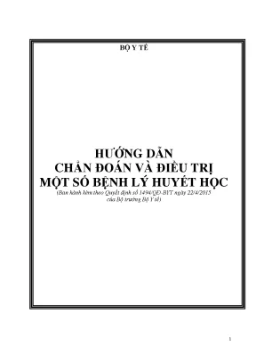 Hướng dẫn chẩn đoán và điều trị một số bệnh lý huyết học