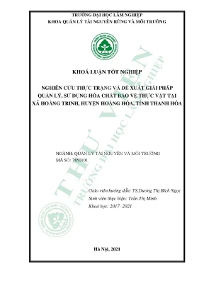 Nghiên cứu thực và đề xuất giải pháp quản lý sử dụng hóa chất bảo vệ thực vật tại xã hoằng trinh huyện hoằng hóa tỉnh thanh hóa