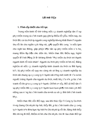 Luận văn tốt nghiệp nâng cao năng lực cạnh tranh của công ty du lịch hương giang chi nhánh hà nội