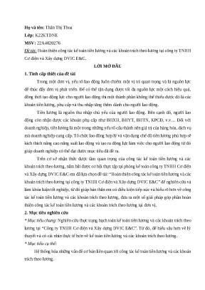 Khóa luận kế toán tiền lương và các khoản trích theo lương tại công ty tnhh cơ điện và xây dựng dvic ec