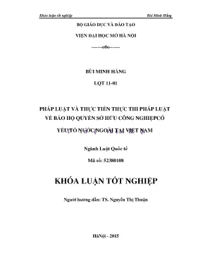 Pháp luật và thực tiễn thực thi pháp luật về bảo hộ quyền sở hữu công nghiệp có yếu tố nước ngoài tại việt nam