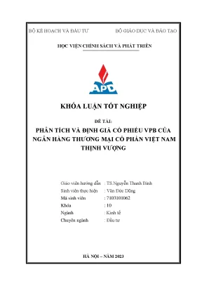 Chuyên ngành kinh tế đầu tư phân tích và định giá cổ phiếu vpb của ngân hàng tmcp việt nam thịnh vượng
