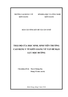 Thái độ của học sinh sinh viên trường cao đẳng y tế kiên giang về vấn đề bạo lực học đường