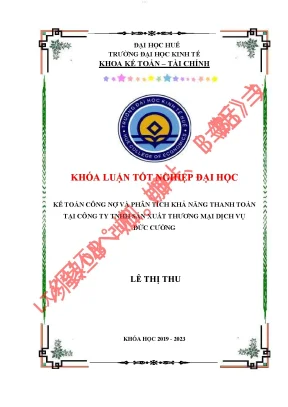 Kế toán công nợ và phân tích khả năng thanh toán tại công ty tnhh sản xuất thương mại dịch vụ đức cường