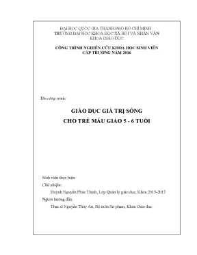 Giáo dục giá trị sống cho trẻ mẫu giáo 5 6 tuổi công trình nghiên cứu khoa học sinh viên cấp trường