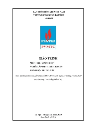 Giáo trình mạch điện nghề lắp đặt thiết bị điện trình độ trung cấp trường cao đẳng dầu khí năm 2020