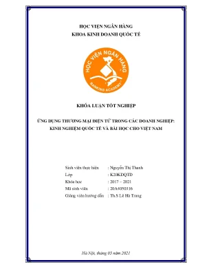 Ứng dụng thương mại điện tử trong các doanh nghiệp kinh nghiệm quốc tế và bài học cho việt nam