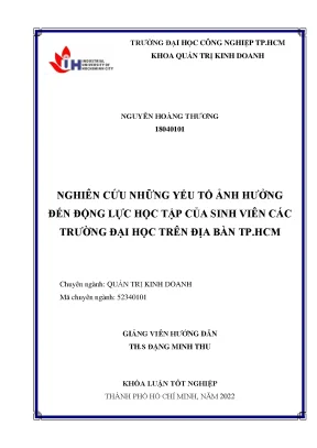 Nghiên cứu những yếu tố ảnh hưởng đến động lực học tập của sinh viên các trường đại học trên địa bàn tp hcm